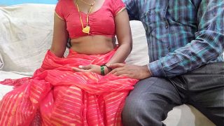 shaven pussie desi bhabhi ni red sare and hor husband having hot fucking in livingroom